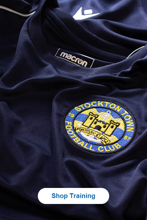 Blue training top with stockton town badge. 